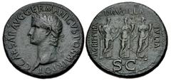 The Summer Haven Collection of Sestertii Gaius (Caligula). AD 37-41. Æ Sestertius (35mm, 28.48 g, 6h). Rome mint. Struck AD 37-38. Laureate head left / Gaius' three sisters standing facing: Agrippina 