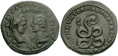 MOESIA INFERIOR, Marcianopolis. Caracalla, with Julia Domna. AD 198-217. Æ Pentassarion (28mm, 14.18 g). Quintilianus, magistrate. Laureate head of Caracalla right and draped bust of Julia Domna left,