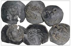 Large Lots BYZANTINE. Lot of six (6) late Æ Scyphate Trachy. All coins: Michael VIII Palaeologus or later. An interesting lot for the specialist collector and/or dealer, includes one better variety–SB