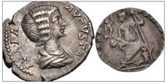 Large Lots ROMAN. Imperial. Lot of two (2) silver issues of Julia Domna and Arcadius. Includes: Julia Domna. AR Denarius // Arcadius. AR Siliqua. Toned, the siliqua clipped. VF. LOT SOLD AS IS, NO RET