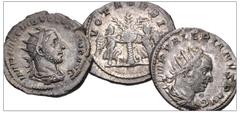 Large Lots ROMAN. Imperial. Lot of three (3) AR Antoniniani of Volusian and Valerian I. Includes: Volusian. Aequitas reverse // Valerian I. Fides reverse // Valerian I. Victories and palm reverse. Ton
