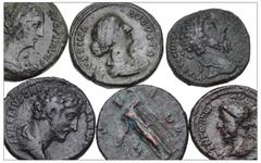 Large Lots ROMAN. Imperial. Lot of six (6) Æ Asses and Dupondii from Marcus Aurelius to Divus Lucius Verus. Includes: Marcus Aurelius. Æ As // Marcus Aurelius. Æ Dupondius // Faustina Junior. Æ As (3)