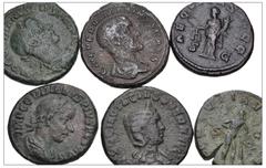 Large Lots ROMAN. Imperial. Lot of six (6) Æ Asses from Maximus to Otacilia Severa. Includes: Maximus // Gordian III (3) // Philip I // Otacilia Severa. Roughness. Fine to Near VF. LOT SOLD AS IS, NO 