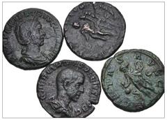 Large Lots ROMAN. Imperial. Lot of four (4) Æ Asses from Trajan Decius to Herennia Etruscilla. Includes: Trajan Decius // Herennius Etruscus (2) // Herennia Etruscilla. Roughness. Near VF to VF. LOT S