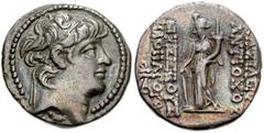 SELEUKID KINGS of SYRIA. Antiochos X Eusebes Philopator. Circa 95-92 BC. AR Drachm (17mm, 3.64 g, 1h). Antioch mint. 1st reign at Antioch, circa 94-93 BC. Diademed head right / Tyche standing left, ho