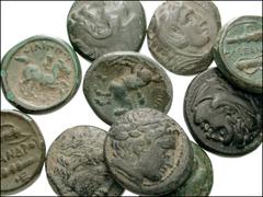 GREEK. Northern Greece. Æ of Philip II, Alexander III, and Philip V. Includes: Kings of Macedon. Philip II. 359-336 BC. Æ 18mm. Diademed head of Apollo right / Youth on horseback right (4) // Same, Ap