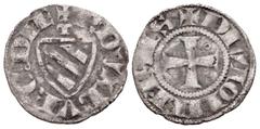 The Richard A. Jourdan Collection – World FRANCE, Provincial. Bourgogne (duché). Robert II. 1272-1306. AR Denier (18mm, 0.87 g, 2h). Dijon mint. + R DVX BVRG DIE, coat-of-arms; annulet stops / + DIVIO