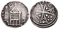 The Richard A. Jourdan Collection – World LOW COUNTRIES, Vilvoorde (stad). 12th-13th centuries. AR Denier (13mm, 0.58 g). Civic seal: church façade flanked by two towers, each set on hillock; addition