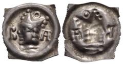 The Richard A. Jourdan Collection – World SWITZERLAND, Kanton Basel-Schtadt. Basel (Bistum). Johann II Senn von Münsingen. 1335-1365. AR Bracteate Pfennig (17mm, 0.39 g). Mitred head left; annulet abo