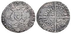 The Richard A. Jourdan Collection – British PLANTAGENET. Richard II. 1377-1399. AR Groat (26mm, 4.41 g, 7h). Type II. London (Tower) mint. Crowned facing bust in tressure of arches with trefoils at cu