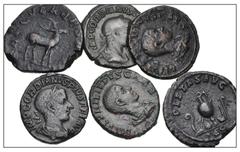 Large Lots ROMAN. Imperial. Lot of six (6) Æ Asses from Maximus to Philip II. Includes: Maximus. RIC 12 // Gordian III, as Caesar // Gordian III. RIC 322 // RIC 326 // Philip I. RIC 160 // Philip II. 