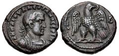 Roman Provincial EGYPT, Alexandria. Valerian I. AD 253-260. Potin Tetradrachm (22.5mm, 10.10 g, 12h). Dated RY 2 (AD 254/255). Laureate and cuirassed bust right / Eagle standing facing, wings spread a