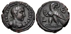 Roman Provincial EGYPT, Alexandria. Valerian I. AD 253-260. Potin Tetradrachm (22.5mm, 9.42 g, 12h). Dated RY 5 (AD 257/258). Laureate and cuirassed bust right / Eagle standing left, head right, holdi
