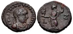 Roman Provincial EGYPT, Alexandria. Valerian I. AD 253-260. Potin Tetradrachm (22.5mm, 11.02 g, 12h). Dated RY 7 (AD 259/260). Laureate, draped, and cuirassed bust right / Alexandria standing facing, 
