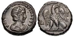 Roman Provincial EGYPT, Alexandria. Salonina. Augusta, AD 254-268. Potin Tetradrachm (21mm, 11.27 g, 12h). Dated RY 3 of Valerian I and Gallienus (AD 255/256). Draped bust right, wearing stephane / Ea