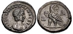 Roman Provincial EGYPT, Alexandria. Salonina. Augusta, AD 254-268. Potin Tetradrachm (23mm, 12.29 g, 12h). Dated RY 4 of Valerian I and Gallienus (AD 256/257). Draped bust right, wearing stephane / Ea