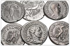 Large Lots ROMAN. Provincial. Lot of six (6) AR Tetradrachms. Includes: Caracalla. Prieur 233 // Gordian II. Prier 282 // Philip I. Prieur 318 // Philip II. Prieur 394 // Prieur 474 (2). Porosity. VF 