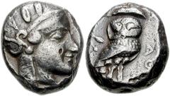 UNCERTAIN EAST. Mid 4th-3rd centuries BC. AR Tetradrachm (20mm, 16.69 g). Imitating Athenian tetradrachms. Helmeted head of Athena right / Owl standing right, head facing; olive sprig behind; all with