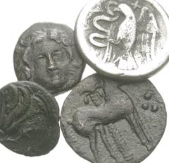 GREEK. Miscellaneous. AR and Æ from various cities. Includes: AR: EUBOEA, Chalkis. Head of Chalkis left / Eagle with snake in beak. BCD Euboia 119 // Æ: ISLANDS off CARIA. Kos. Circa 190-166 BC. Head 