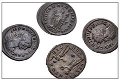 Large Lots ROMAN. Imperial. Lot of four (4) Antoniniani from Auerlian to Carinus. Includes: Auerlian. Ticinum mint. RIC 151 // Aurelian. Serdica mint. Ex CNG Inventory 96058; Glendining's (6 September