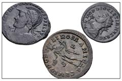 Large Lots ROMAN. Imperial. Lot of three (3) bronze issues from Diocletian to Maximianus. Includes: Diocletian. Antoninianus. Lugdunum mint. RIC 28 // Diocletian. Æ Follis // Maximianus. Æ FOllis. Tre