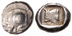 Greek DYNASTS of LYCIA. Uncertain dynast. Circa 490/80-440/30 BC. AR Stater (19.5mm, 8.99 g, 1h). Forepart of boar right, Lycian EL on crest, Lycian EA on shoulder / Head of bull left in dotted square