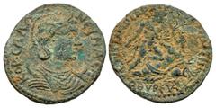 Roman Provincial PHRYGIA, Temenothyrae. Salonina. Augusta, AD 254-268. Æ (28mm, 10.69 g, 6h). Titianos, archiereus. Draped bust right, wearing stephane, set on crescent / Hercules standing left, fight