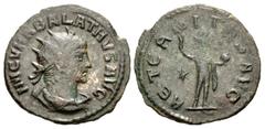 Roman Imperial Vabalathus. Usurper, AD 268-272. Antoninianus (21mm, 2.62 g, 12h). Antioch mint, 1st officina. Struck circa March-May 272. Radiate, draped, and cuirassed bust right / Sol standing left,