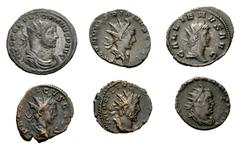 Large Lots ROMAN. Imperial. Lot of six (6) Antoniniani. Includes: Valerian I // Valerian II // Gallienus // Florian // Tetricus I // Tetricus II. Average VF. LOT SOLD AS IS, NO RETURNS. Six (6) coins 