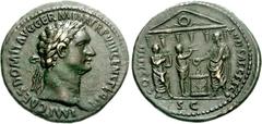 Domitian. AD 81-96. Æ As (11.02 g, 6h). Rome mint. Struck circa 88-89 BC. IMP CAES DOMIT AVG GERM P M TR P VIII CENS PER P P, laureate head right / LVD SAEC FEC COS XIII, S C in exergue, Domitian stan