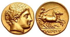 Greek KINGS of MACEDON. temp. Philip III – Kassander. Circa 323/2-315 BC. AV Stater (17mm, 8.64 g, 1h). In the name and types of Philip II. Pella mint. Head of Apollo right, wearing laurel wreath / ΦI