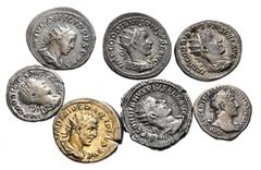 Large Lots ROMAN. Imperial. Lot of seven (7) mostly AR Antoniniani from Gordian III to Philip II. Includes: Gordian III (3) // Philip I // Philip II. Lot also includes AR Denarii of Hadrian and Gordia