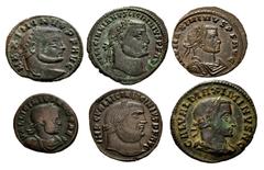 Large Lots ROMAN. Imperial. Lot of six (6) Æ Folles from Maximinus II to Licinius II. Includes: Maximinus II (3) // Licinius I (2) // Licinius II. VF to EF. LOT SOLD AS IS, NO RETURNS. Six (6) coins i