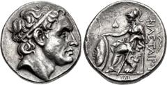 Greek KINGS of PERGAMON. Philetairos. 282-263 BC. AR Tetradrachm (26mm, 16.73 g, 12h). Pergamon mint. Struck circa 269/8-263 BC. Diademed head of Seleukos I right / ΦIΛETAIPOY, Athena, wearing crested