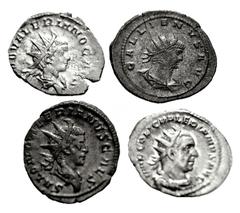 Large Lots ROMAN. Imperial. Lot of four (4) AR Antoniniani from Valerian I to Saloninus. Includes: Valerian I // Gallienus // Valerian II // Saloninus. Average Good VF. LOT SOLD AS IS, NO RETURNS. Fou