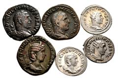 Large Lots ROMAN. Imperial. Lot of six (6) silver and bronze issues of Philip I and Otacilia Severa. All coins: 1000th anniversary of Rome animal types. Includes: Philip I. AR Antoninianus (2) // Æ Se