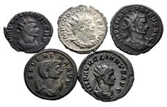 Large Lots ROMAN. Imperial. Lot of five (5) Antoniniani. Includes: Postumus // Claudius II // Aurelian // Severina // Probus. Average VF. LOT SOLD AS IS, NO RETURNS. Five (5) coins in lot. From the Jo
