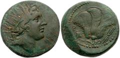 ISLANDS off CARIA, Rhodos. Rhodes. Circa 88 BC. Æ 27mm (15.50 g). Radiate head of Helios right / Rose; helmet to left; thunderbolt to right. Ashton, Coinage 109-117 (A45/P); SNG Copenhagen 856; SNG Ke