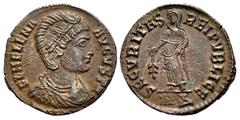 Roman Imperial Helena. Augusta, AD 324-328/30. Æ Follis (18.5mm, 2.23 g, 12h). Nicomedia mint, 4th officina. Struck end of AD 326-327. Diademed and draped bust right, wearing double necklace of pearls