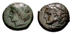 Large Lots GREEK. Magna Graecia & Sicily. Lot of two (2) Syracusan bronze issues of Agathokles and Pyrrhos. Includes: Agathokles. CNS 96; HGC 2, 1444 // Pyrrhos. CNS 176; HGC 2, 1451. The second sligh