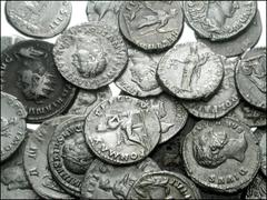 ROMAN. Miscellaneous. Imperatorial and Imperial AR and Æ. Includes: AR Denarii: MARK ANTONY. Legionary issue // VESPASIAN. Pax // Simpulum, sprinkler, jug, and lituus // DOMITIAN. Helmet on throne // 