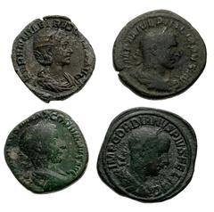 Large Lots ROMAN. Imperial. Lot of four (4) Æ Sestertii from Gordian III to Herennia Etruscilla. Includes: Gordian III (2) // Philip I // Herennia Etruscilla. Average Fine. LOT SOLD AS IS, NO RETURNS.