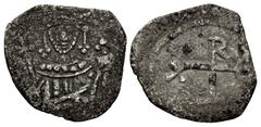 Early Medieval & Islamic CRUSADERS, Cyprus. Richard. King of England, 1189-1199. BI Denier(?) (15mm, 0.85 g, 9h). Crowned facing bust, holding cross-tipped scepter and globus cruciger / Cross on one s