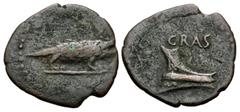Roman Provincial CRETE, Cnossus(?). Crassus. Circa 37-36 BC. Æ (26mm, 7.29 g, 6h). Crocodile right / Prow right. RPC I 914; Svoronos 1903. Brown and green patina, struck on slightl ragged flan. Good F