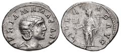The McAlee Collection – Rome Mint Issues Julia Mamaea. Augusta, AD 222-235. AR Denarius (19mm, 2.74 g, 6h). Rome mint. Proclamation or 1st issue of Severus Alexander, early AD 222. IVLIA MAMAEA AV[G],