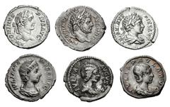 Large Lots ROMAN. Imperial. Lot of six (6) AR Denarii from Julia Domna to Julia Mamaea. Includes: Julia Domna // Caracalla (3) // Julia Paula // Julia Mamaea. Toned. Fine to Near EF. LOT SOLD AS IS, N
