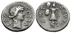 Roman Republican The Republicans. Brutus. Late summer-autumn 42 BC. AR Denarius (17.5mm, 3.80 g, 12h). Military mint traveling with Brutus and Cassius in western Asia Minor or northern Greece; Pedaniu