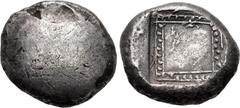 Greek DYNASTS of LYCIA. Uncertain dynast. Circa 490/80-440/30 BC. AR Stater (18.5mm, 9.21 g). Blank (degraded die) / Incuse square containing linear and pelleted interior squares. Cf. Müseler III, 40 