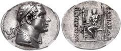 Oriental Greek BAKTRIA, Greco-Baktrian Kingdom. Pantaleon Soter. Circa 185-180 BC. AR Tetradrachm (31mm, 16.88 g, 11h). Diademed and draped bust right / BAΣIΛEΩΣ to right, ΠANTAΛEONTOΣ to left, Zeus e