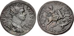 Roman Provincial CILICIA, Tarsus. Gordian III. AD 238-244. Æ (39mm, 26.60 g, 6h). Radiate, draped, and cuirassed bust right / Radiate figure of Gordian on horseback right, spearing lion below. SNG Lev